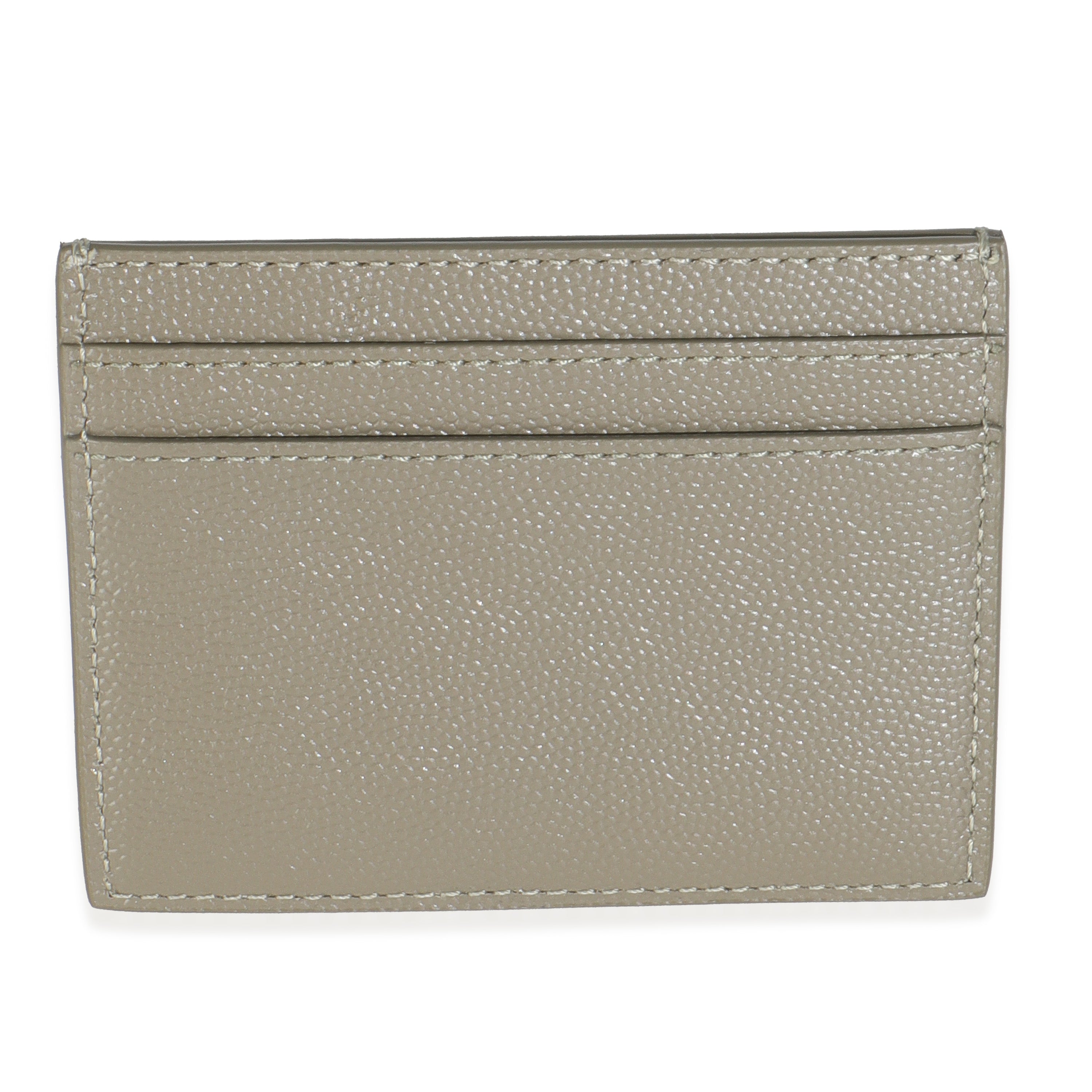 Saint Laurent Olive Green Grain De Poudre Credit Card Case