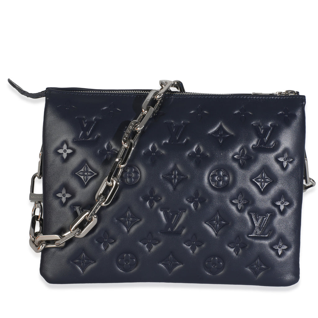 Louis Vuitton Navy Monogram Embossed Lambskin Coussin PM