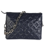Louis Vuitton Navy Monogram Embossed Lambskin Coussin PM