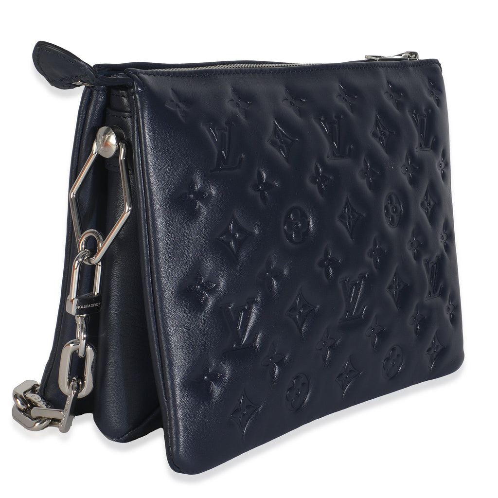 Louis Vuitton Navy Monogram Embossed Lambskin Coussin PM