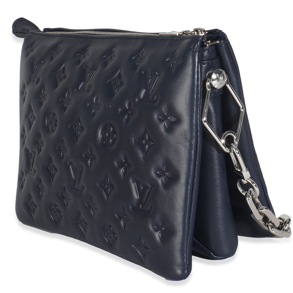 Louis Vuitton Navy Monogram Embossed Lambskin Coussin PM