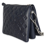 Louis Vuitton Navy Monogram Embossed Lambskin Coussin PM