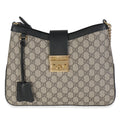 Gucci Beige Black GG Supreme Monogram Canvas Medium Padlock Shoulder Bag