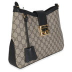 Gucci Beige Black GG Supreme Monogram Canvas Medium Padlock Shoulder Bag
