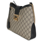 Gucci Beige Black GG Supreme Monogram Canvas Medium Padlock Shoulder Bag