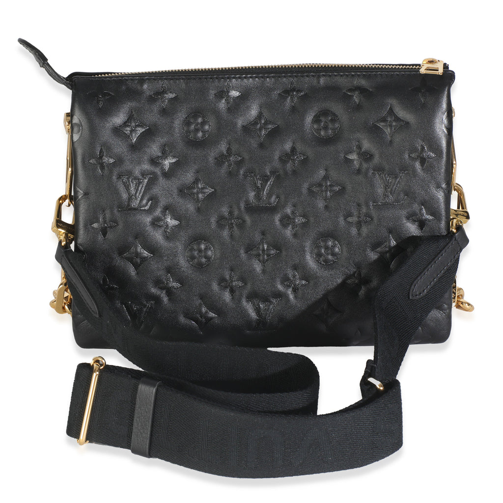 Louis Vuitton Black Monogram Embossed Lambskin Coussin PM