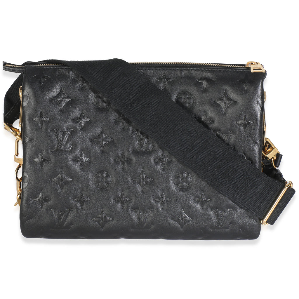 Louis Vuitton Black Monogram Embossed Lambskin Coussin PM