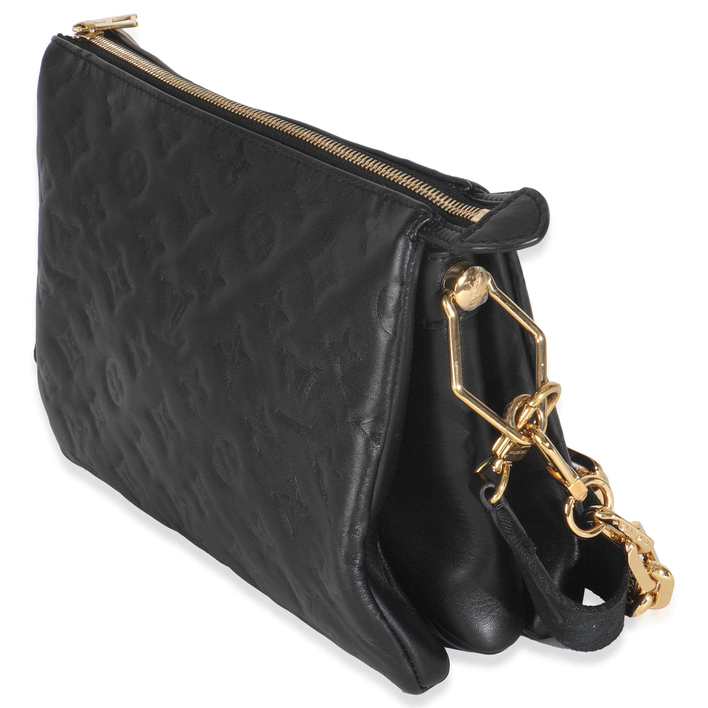 Louis Vuitton Black Monogram Embossed Lambskin Coussin PM