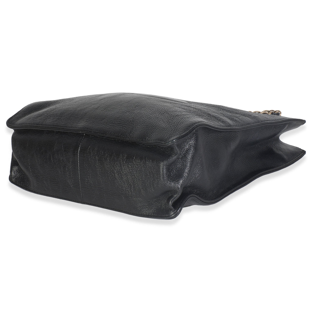 Chanel Black Shiny Aged Calfskin North South Shopping Bag