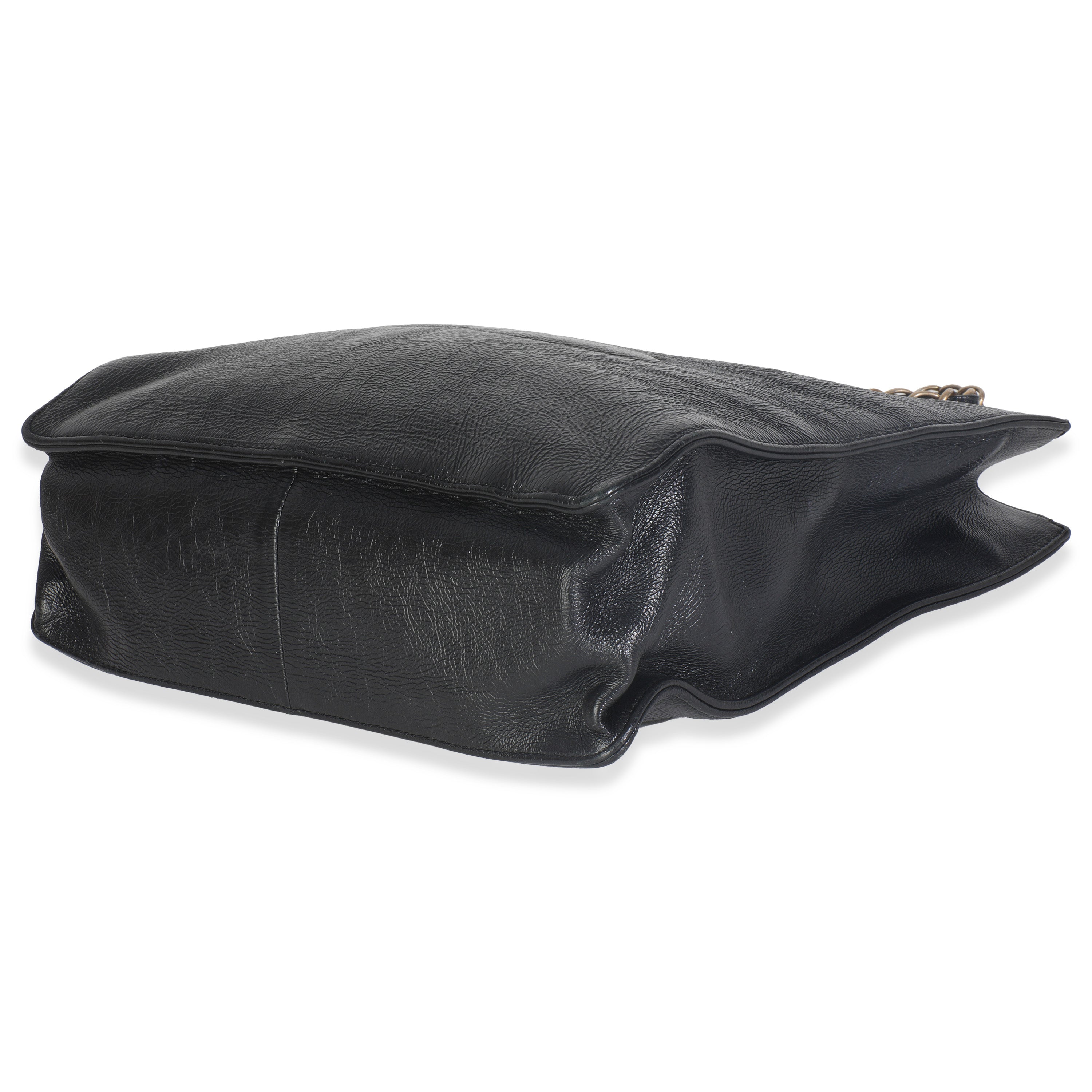 Chanel Black Shiny Aged Calfskin North South Shopping Bag