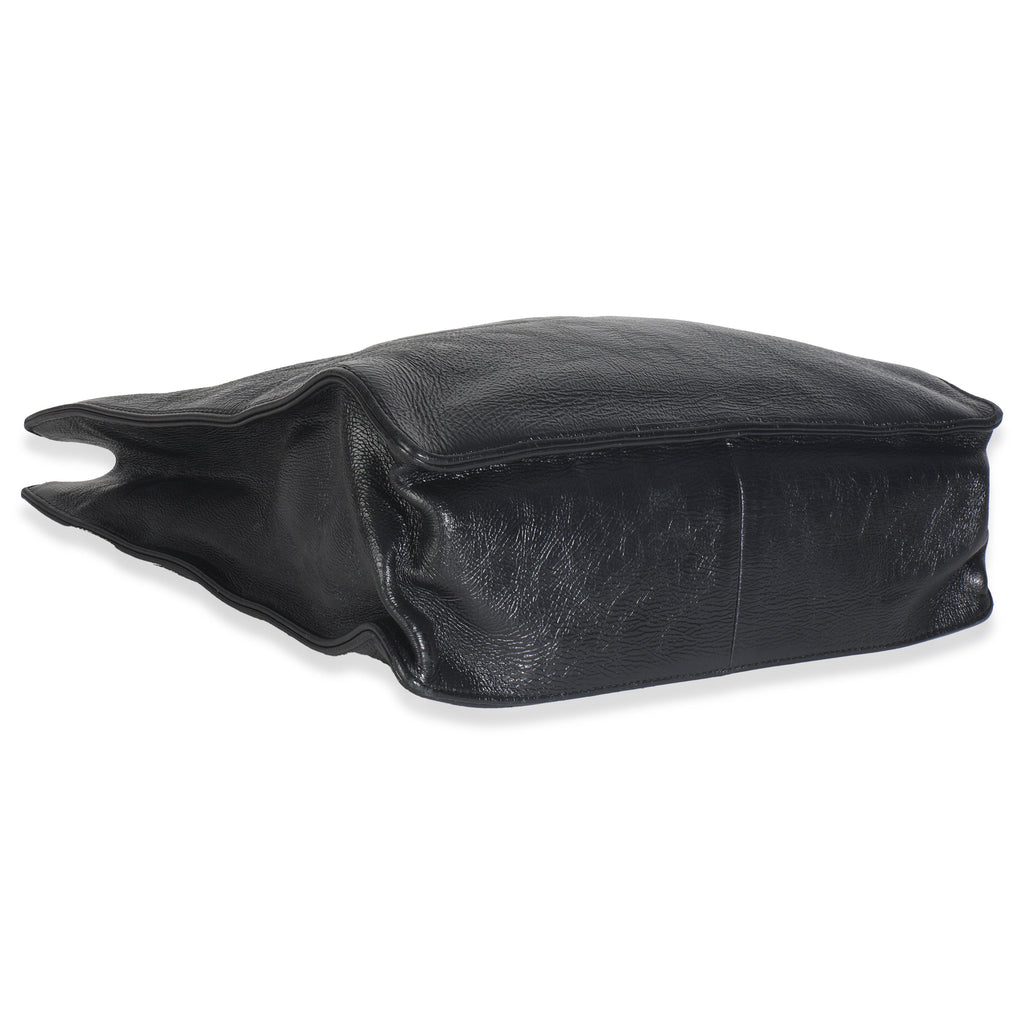 Chanel Black Shiny Aged Calfskin North South Shopping Bag