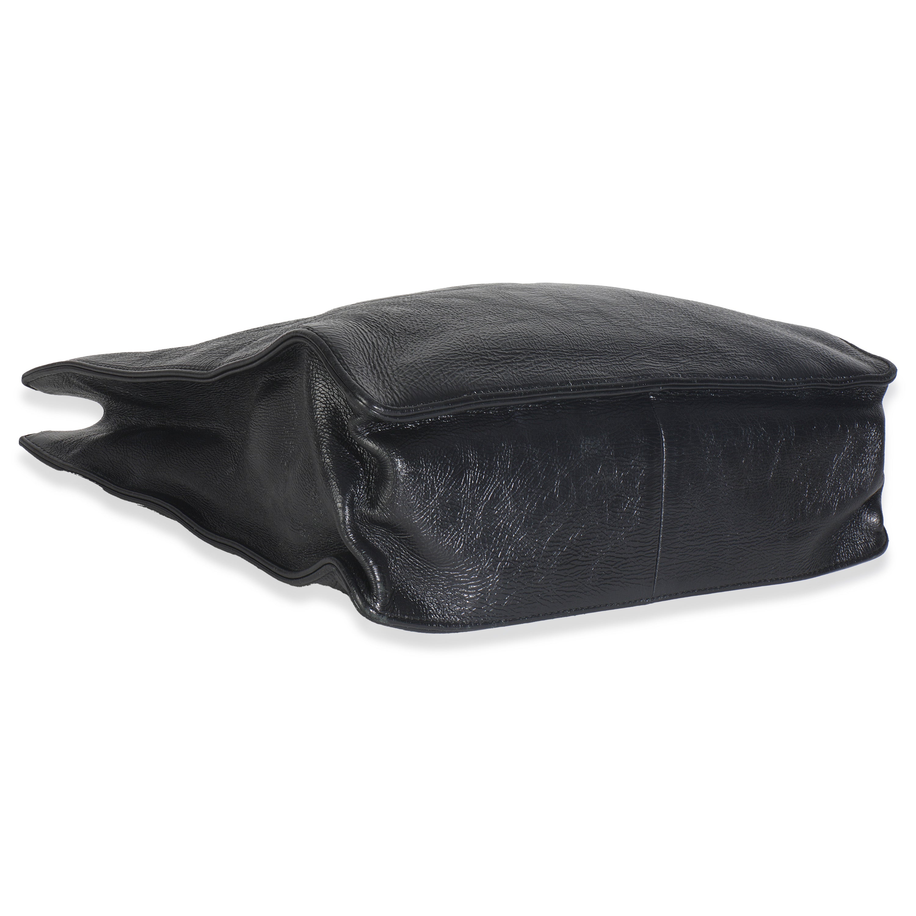 Chanel Black Shiny Aged Calfskin North South Shopping Bag