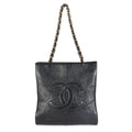 Chanel Black Shiny Aged Calfskin North South Shopping Bag