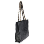 Chanel Black Shiny Aged Calfskin North South Shopping Bag