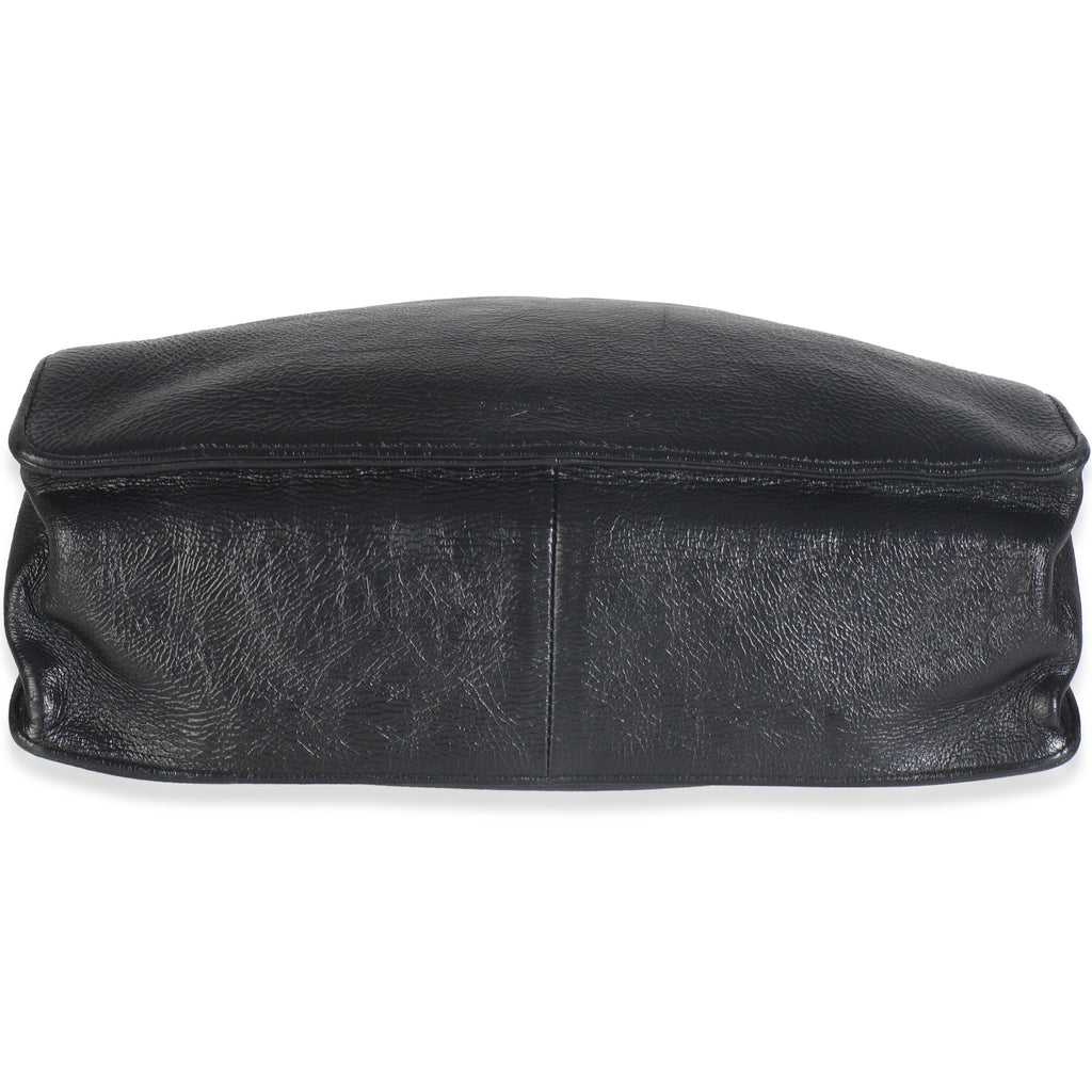 Chanel Black Shiny Aged Calfskin North South Shopping Bag