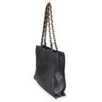 Chanel Black Shiny Aged Calfskin North South Shopping Bag