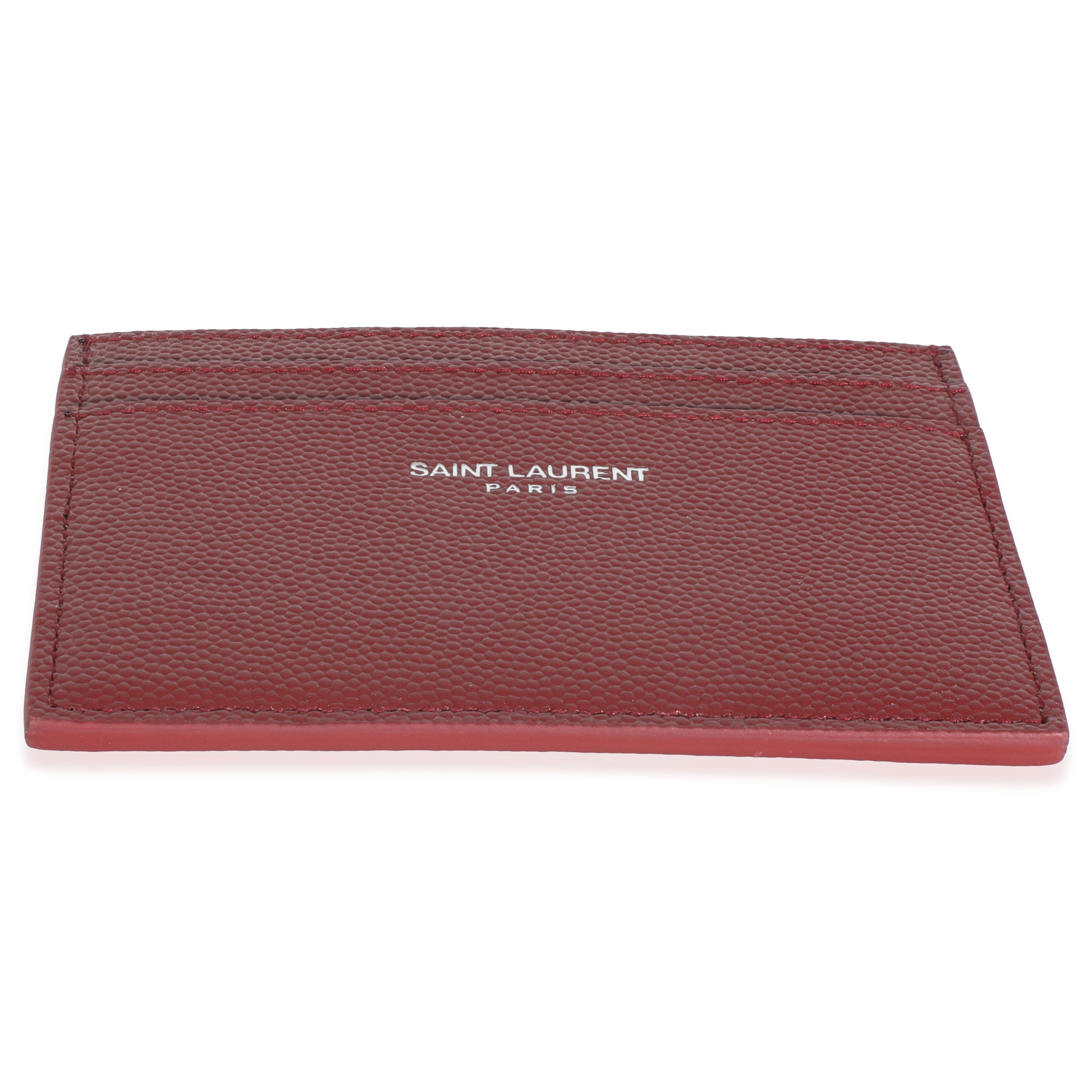 Saint Laurent Wine Grain De Poudre Credit Card Case