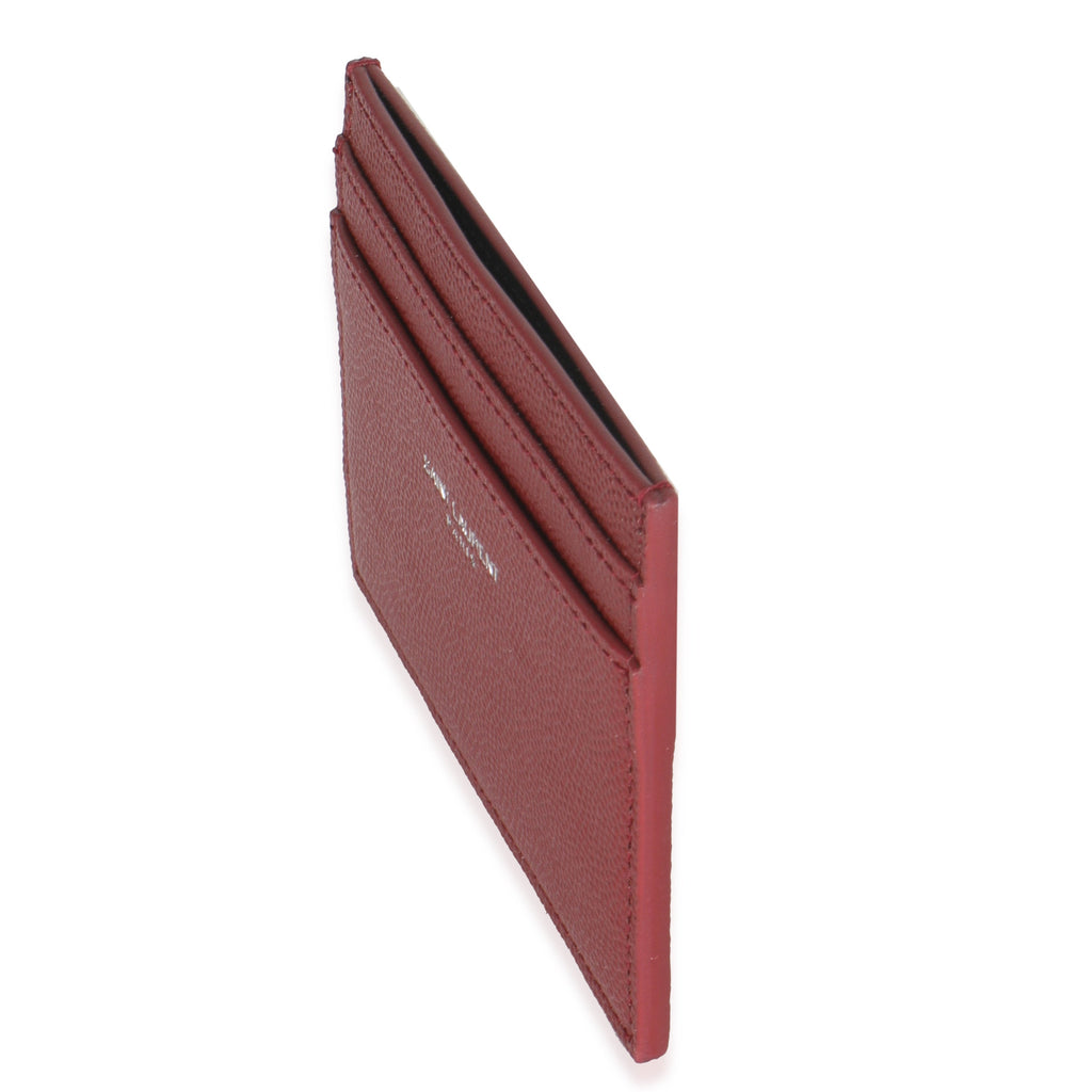 Saint Laurent Wine Grain De Poudre Credit Card Case