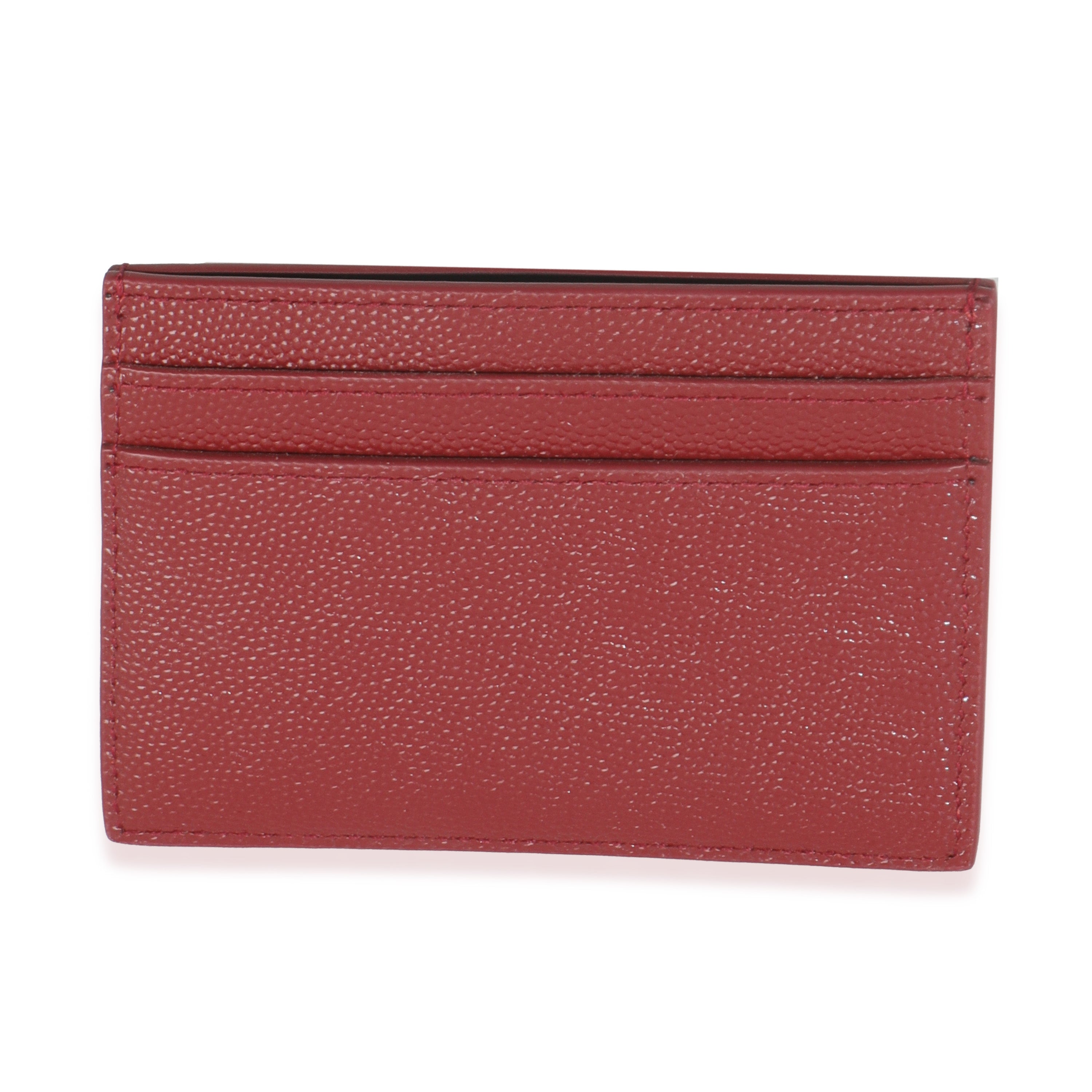 Saint Laurent Wine Grain De Poudre Credit Card Case