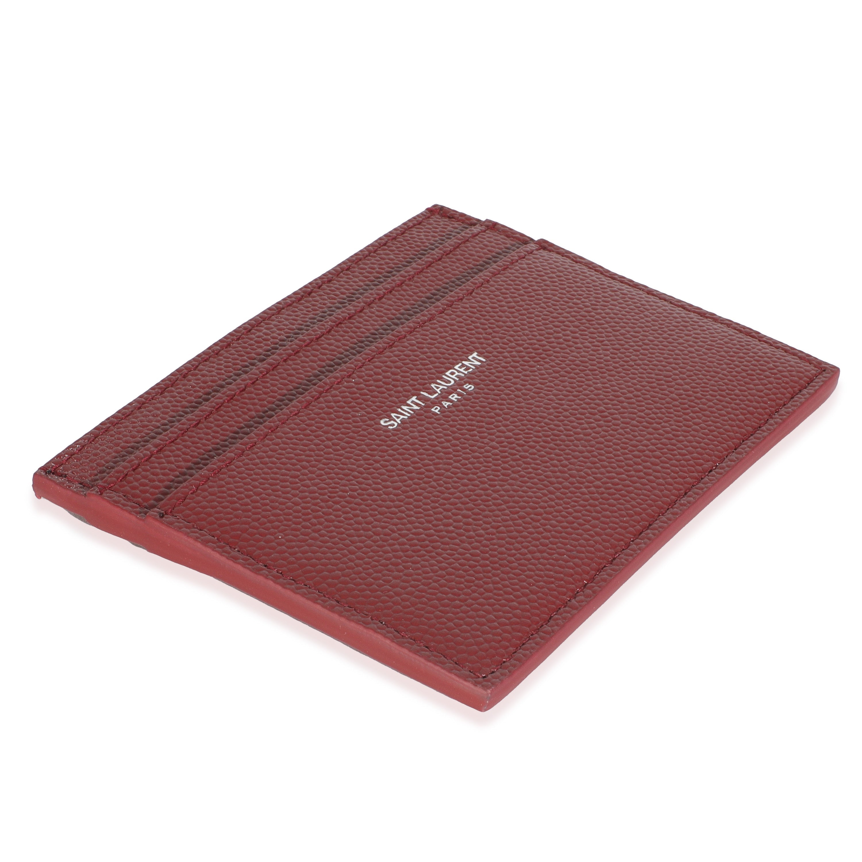 Saint Laurent Wine Grain De Poudre Credit Card Case