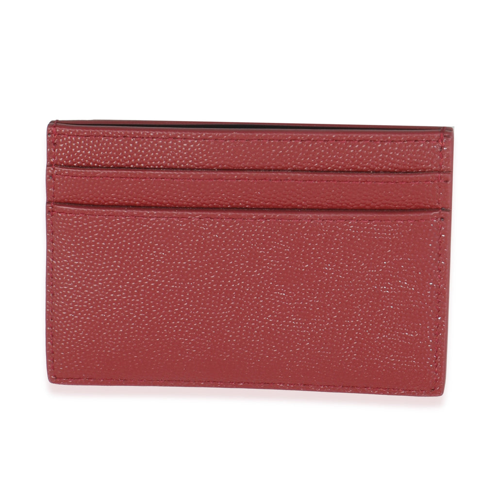 Saint Laurent Wine Grain De Poudre Credit Card Case