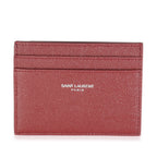 Saint Laurent Wine Grain De Poudre Credit Card Case