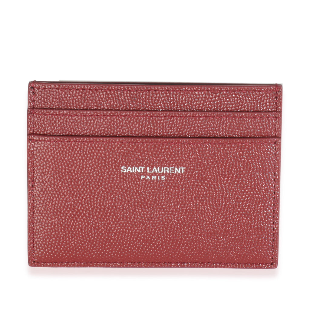 Saint Laurent Wine Grain De Poudre Credit Card Case