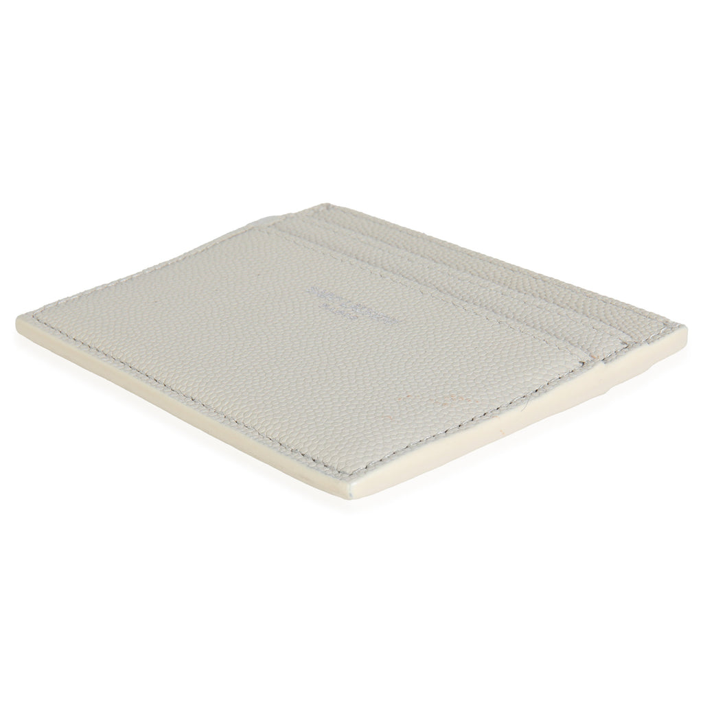 Saint Laurent White Grain De Poudre Credit Card Case