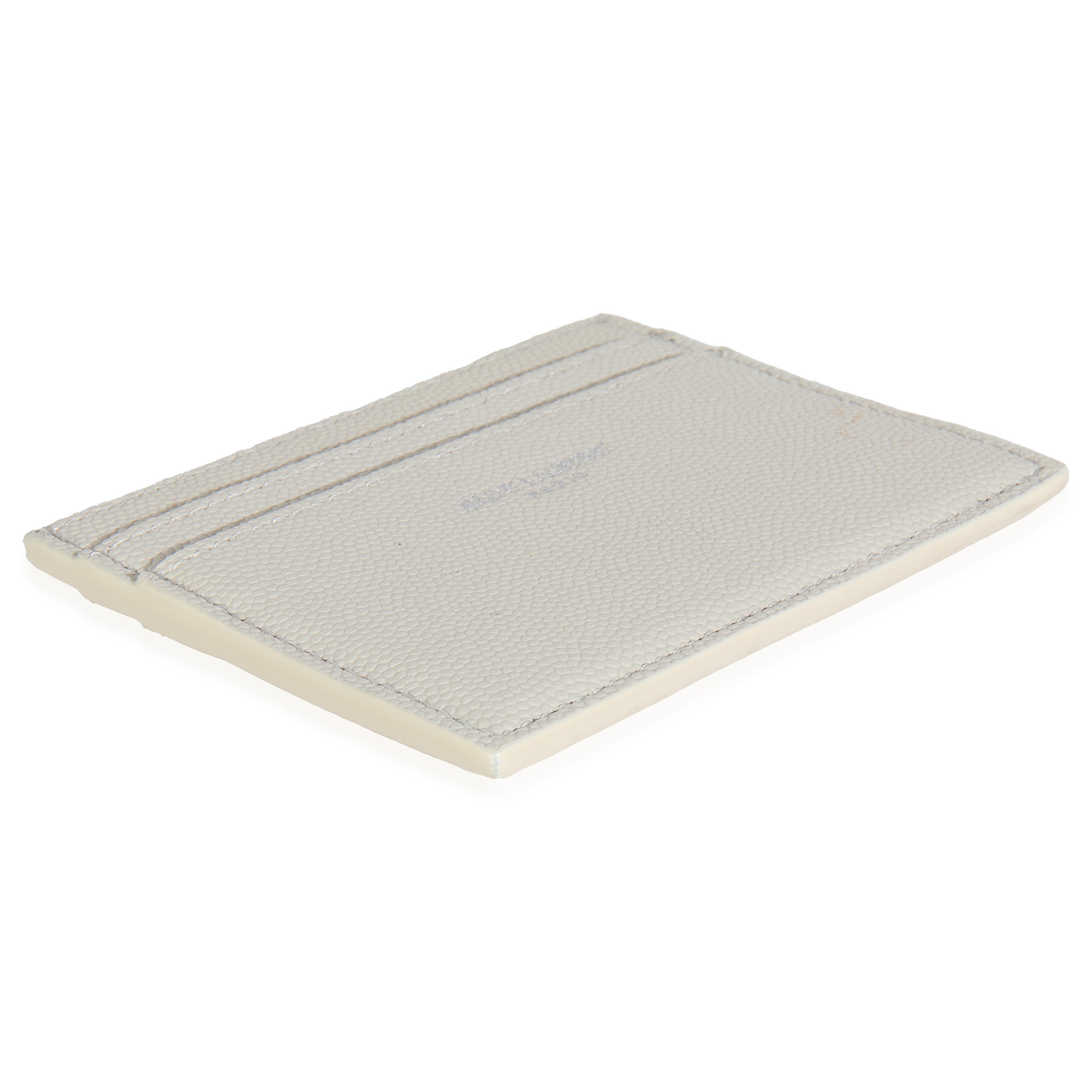 Saint Laurent White Grain De Poudre Credit Card Case