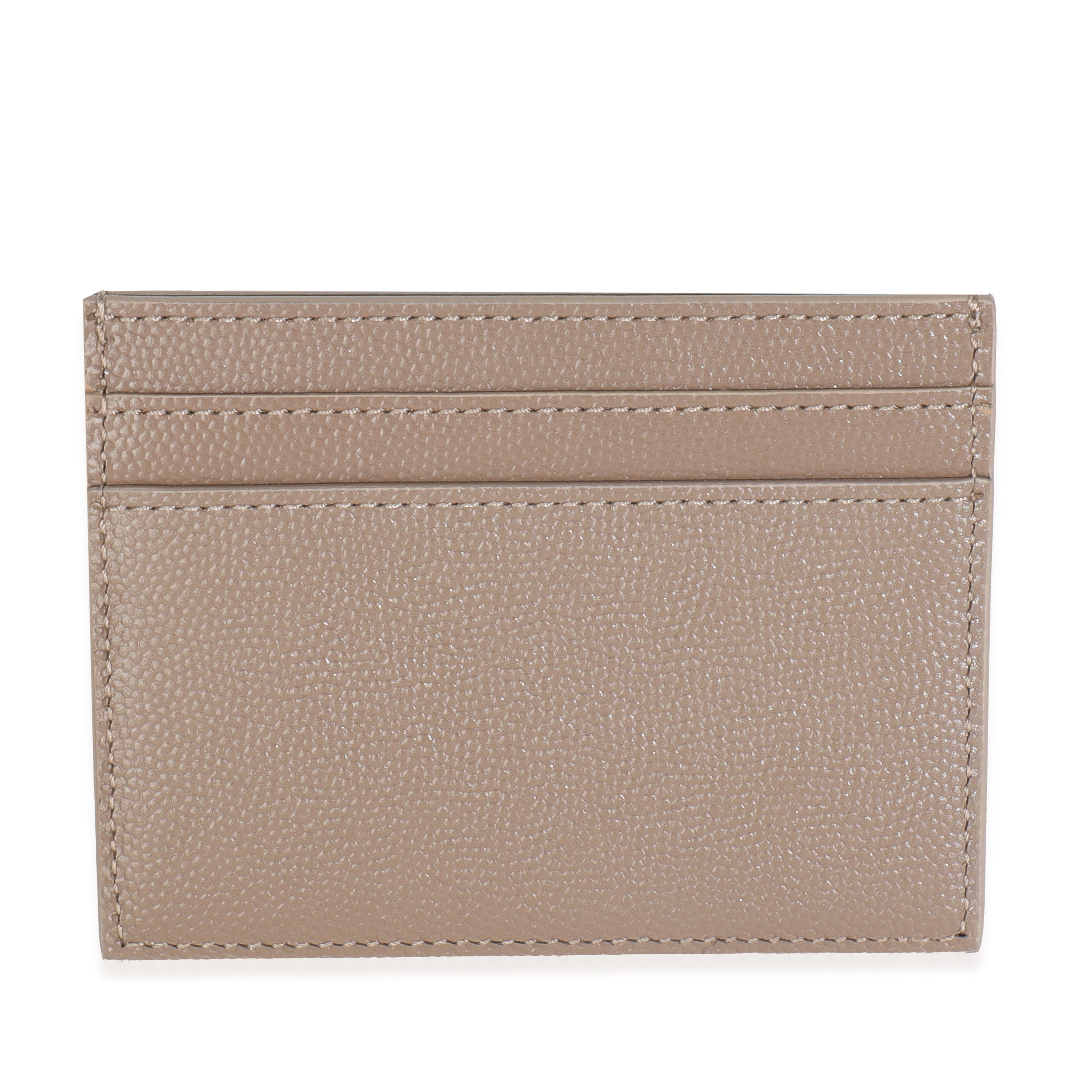 Saint Laurent Taupe Grain De Poudre Credit Card Case
