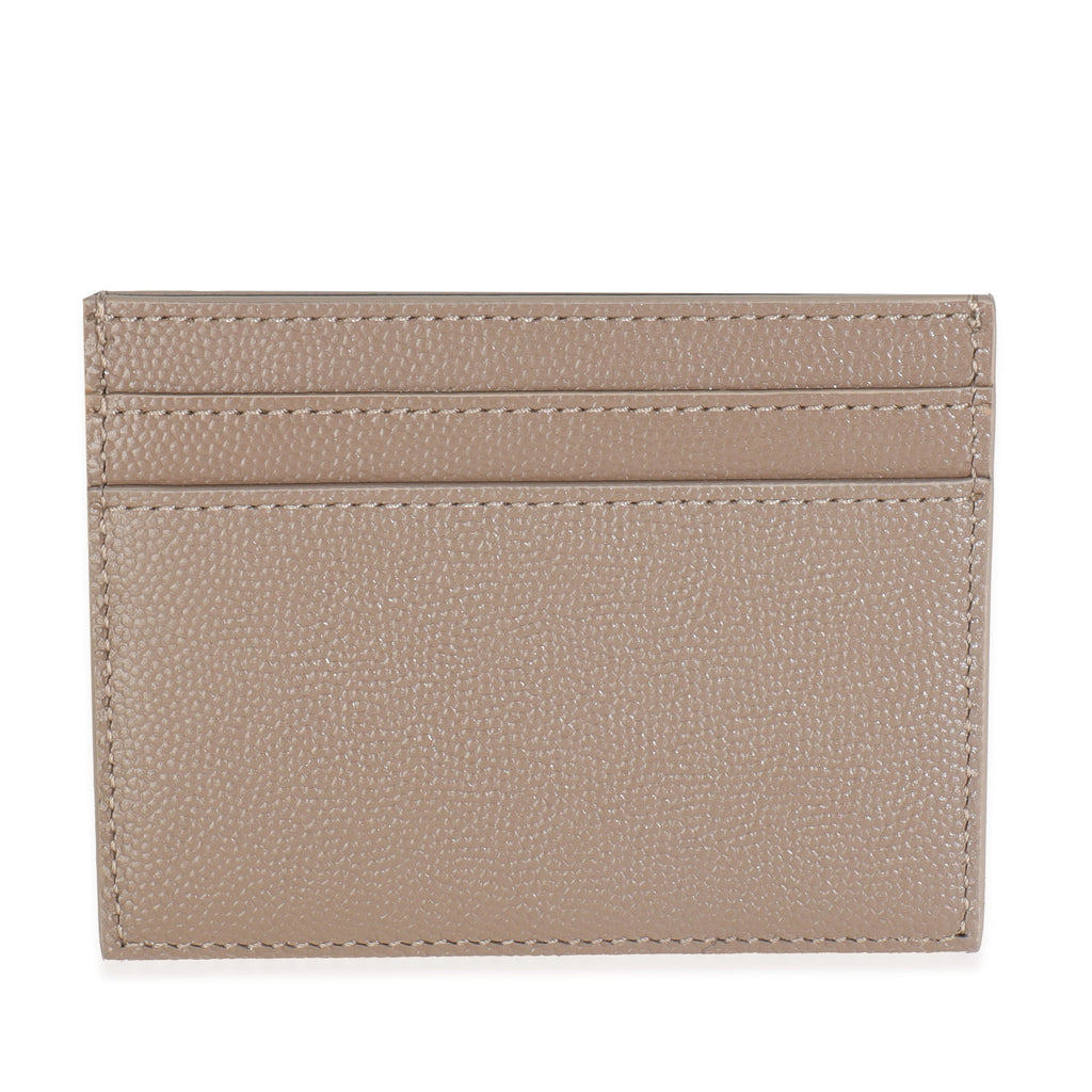 Saint Laurent Taupe Grain De Poudre Credit Card Case