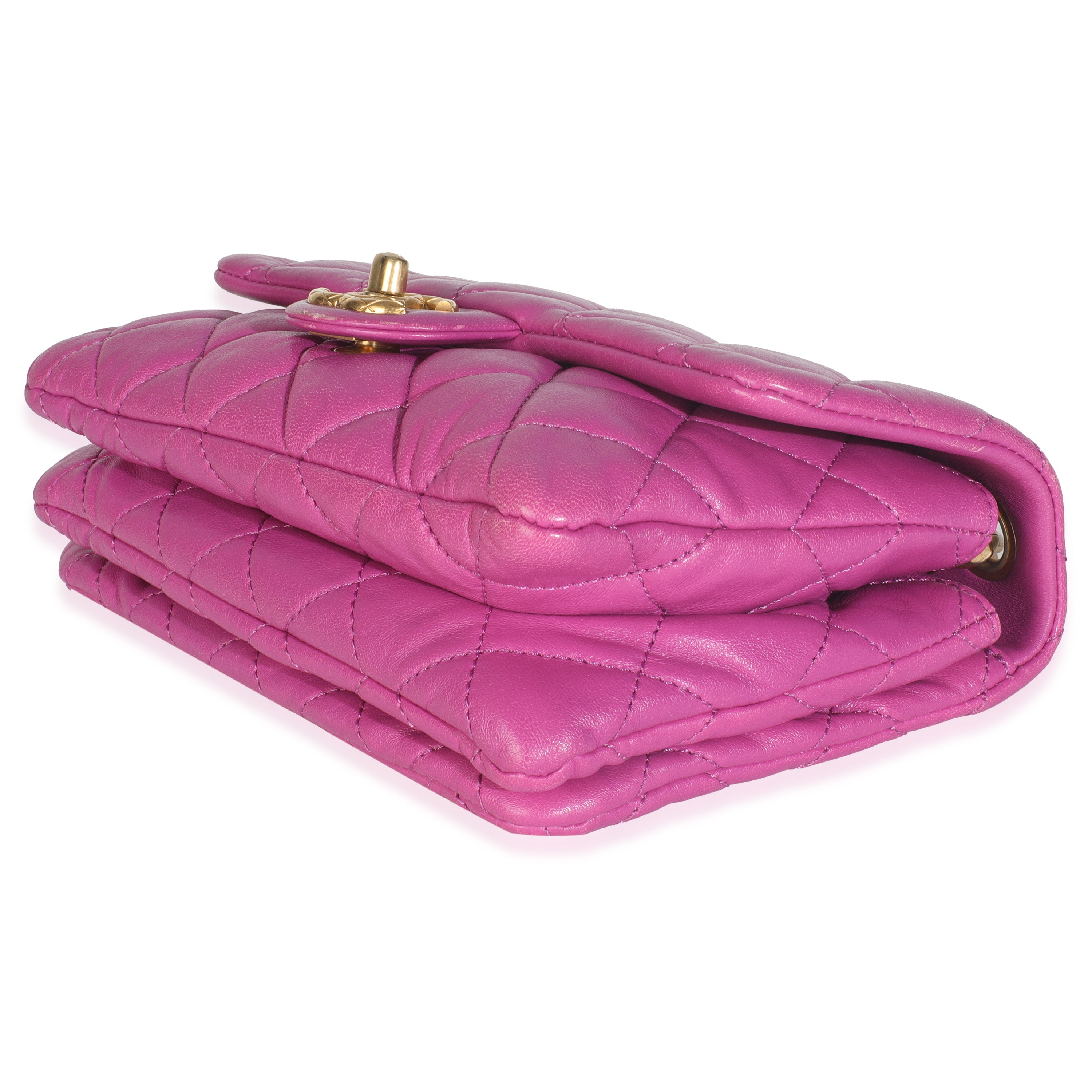 Chanel Purple Shiny Aged Quilted Calfskin Small Pillow Crush Flap Bag