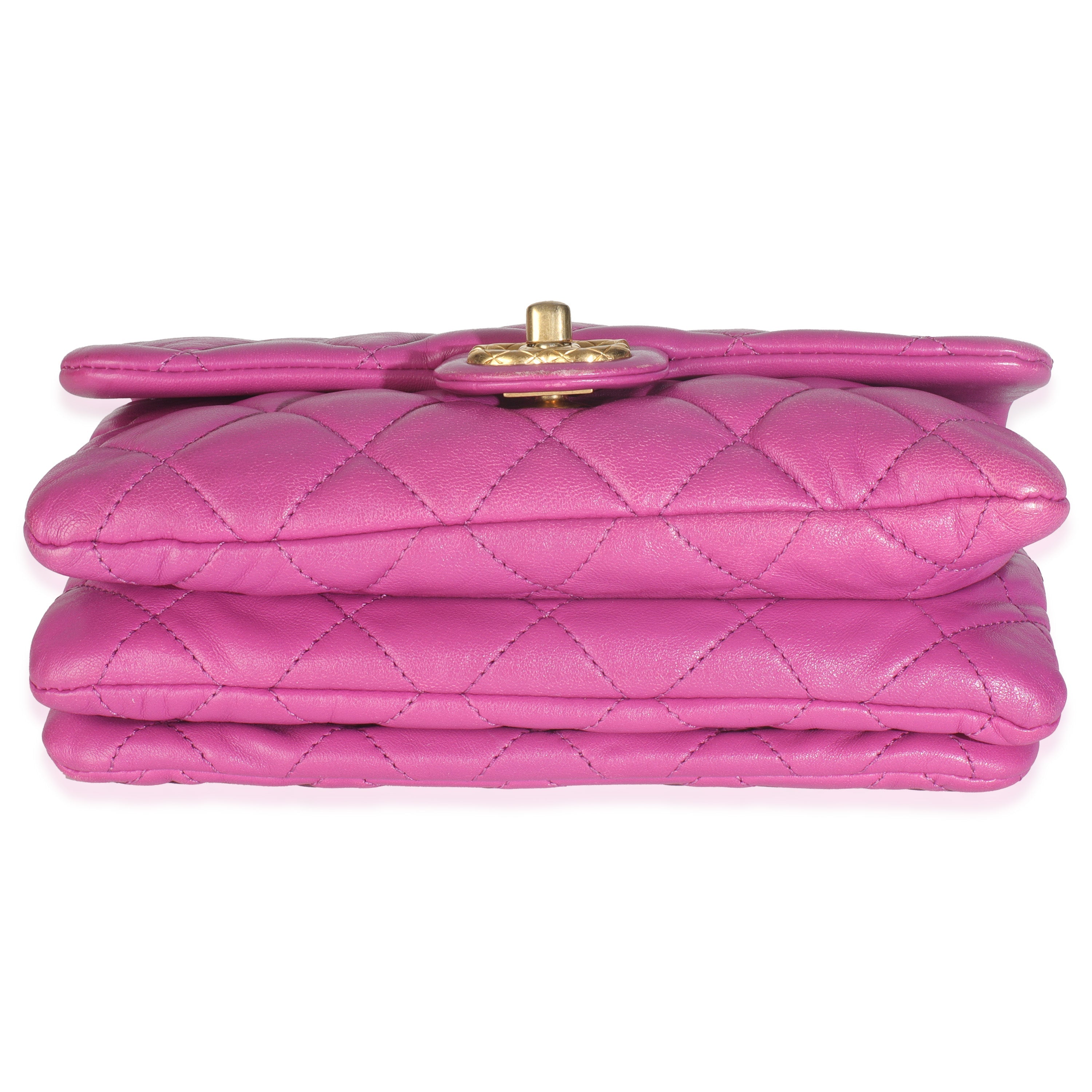 Chanel Purple Shiny Aged Quilted Calfskin Small Pillow Crush Flap Bag