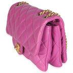 Chanel Purple Shiny Aged Quilted Calfskin Small Pillow Crush Flap Bag