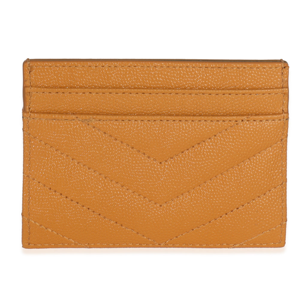 Saint Laurent Senape Yellow Grain De Poudre Matelasse Cassandre Card Case