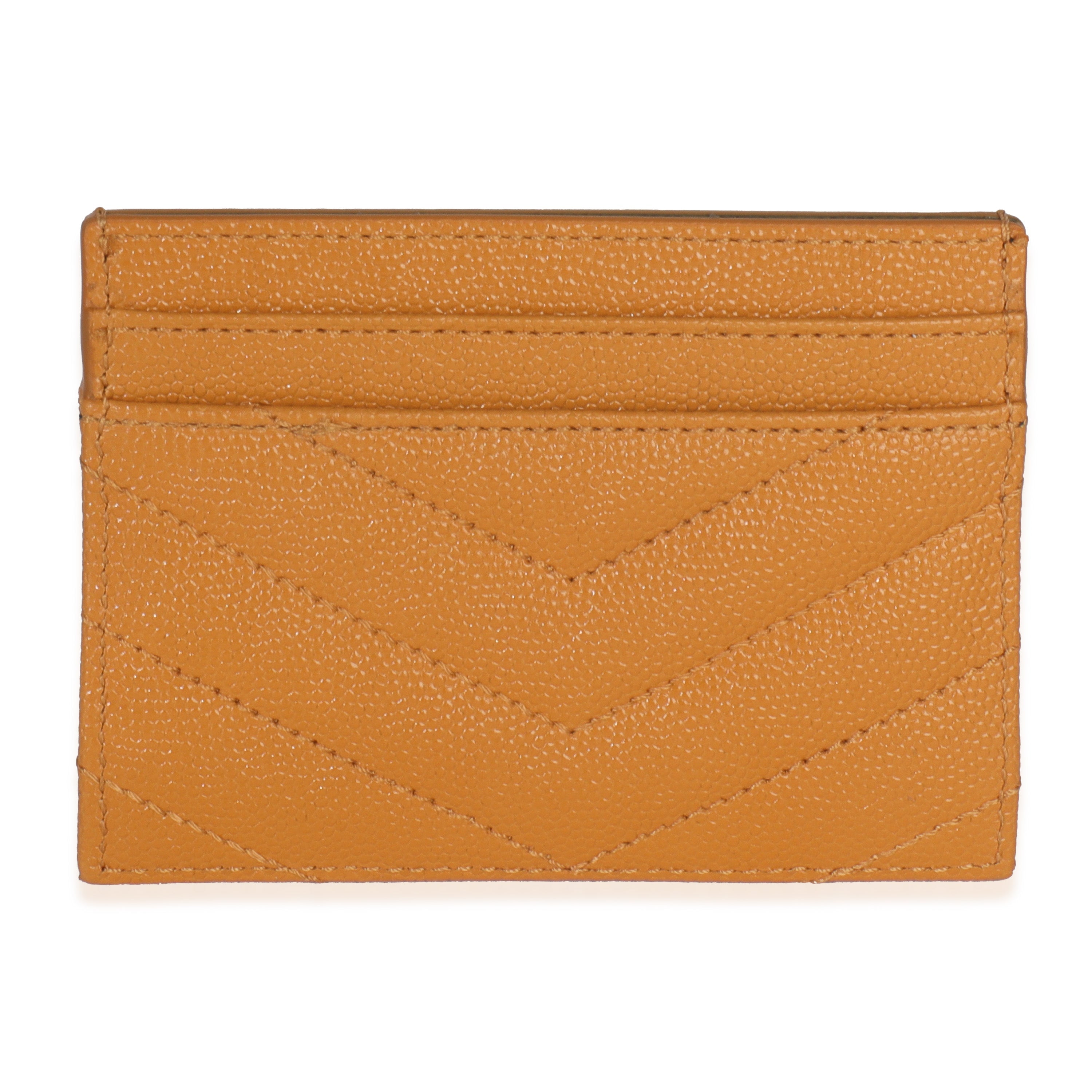Saint Laurent Senape Yellow Grain De Poudre Matelasse Cassandre Card Case