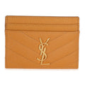 Saint Laurent Senape Yellow Grain De Poudre Matelasse Cassandre Card Case