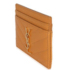 Saint Laurent Senape Yellow Grain De Poudre Matelasse Cassandre Card Case
