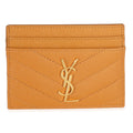 Saint Laurent Senape Yellow Grain De Poudre Matelasse Cassandre Card Case