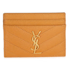 Saint Laurent Senape Yellow Grain De Poudre Matelasse Cassandre Card Case