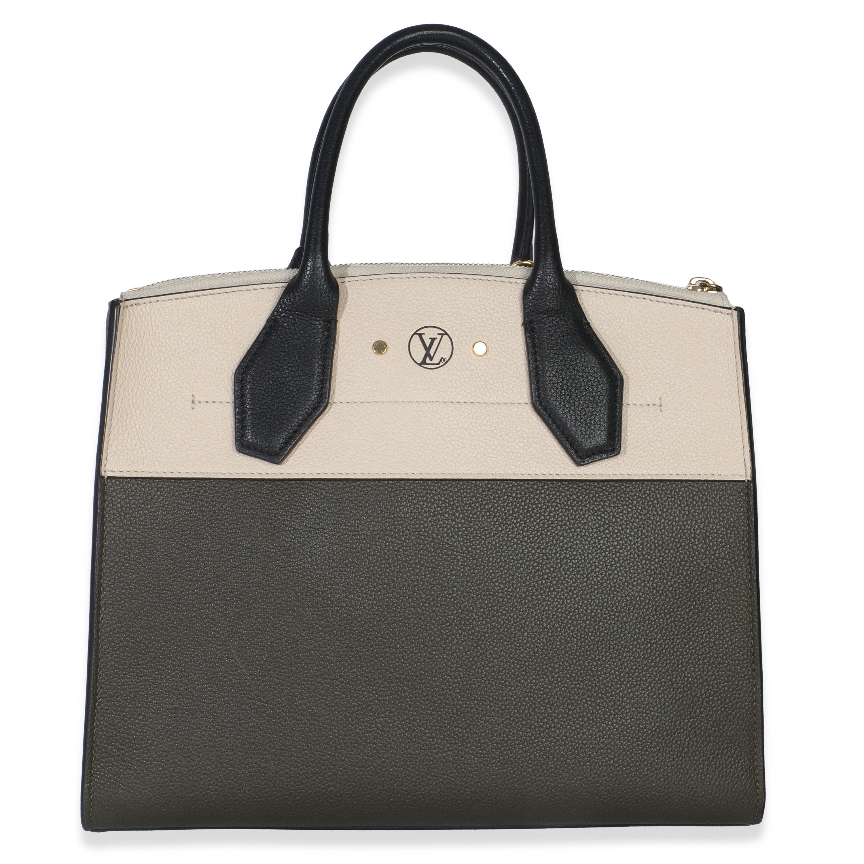 Louis Vuitton Kaki Creme Black Taurillon City Steamer MM