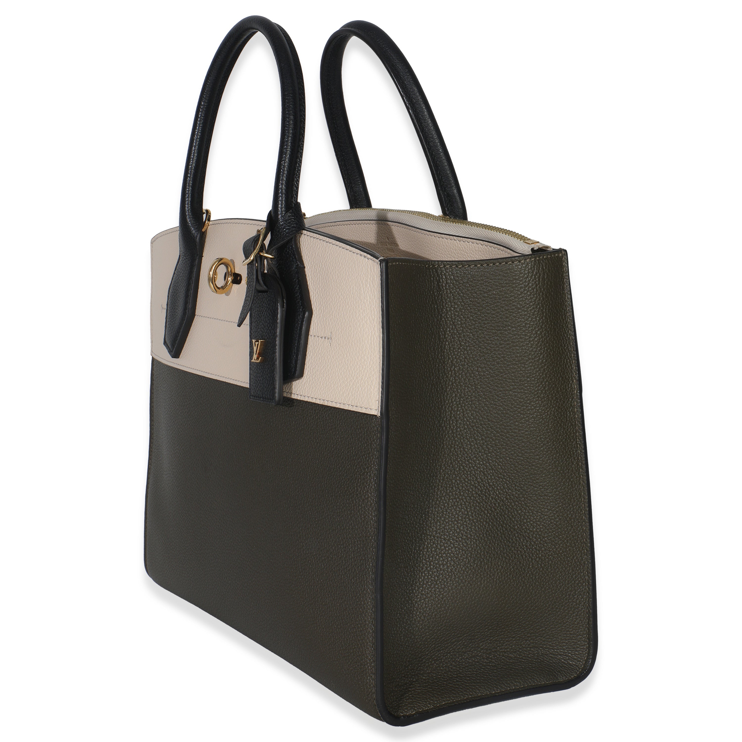 Louis Vuitton Kaki Creme Black Taurillon City Steamer MM