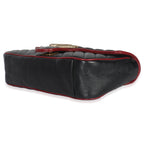 Gucci Red Black Calfskin Torchon Small GG Marmont Bag