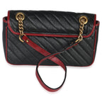 Gucci Red Black Calfskin Torchon Small GG Marmont Bag