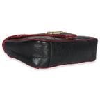 Gucci Red Black Calfskin Torchon Small GG Marmont Bag