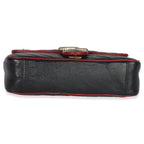 Gucci Red Black Calfskin Torchon Small GG Marmont Bag