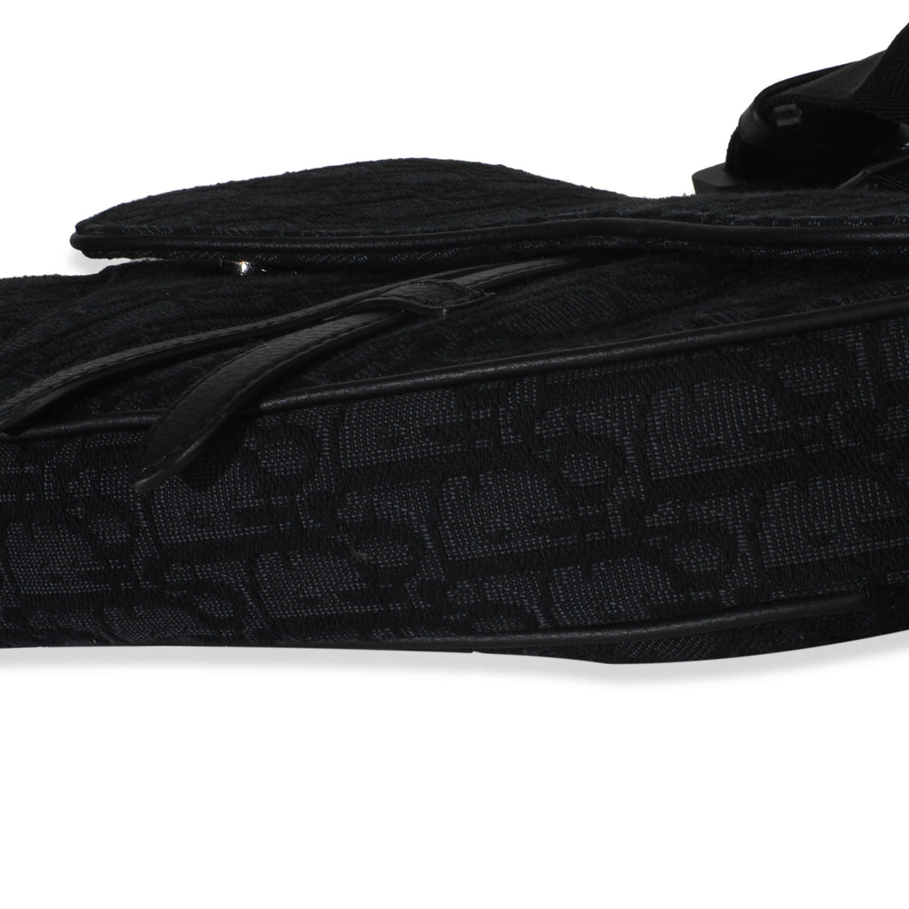 Christian Dior Black Oblique Jacquard Canvas Saddle Crossbody