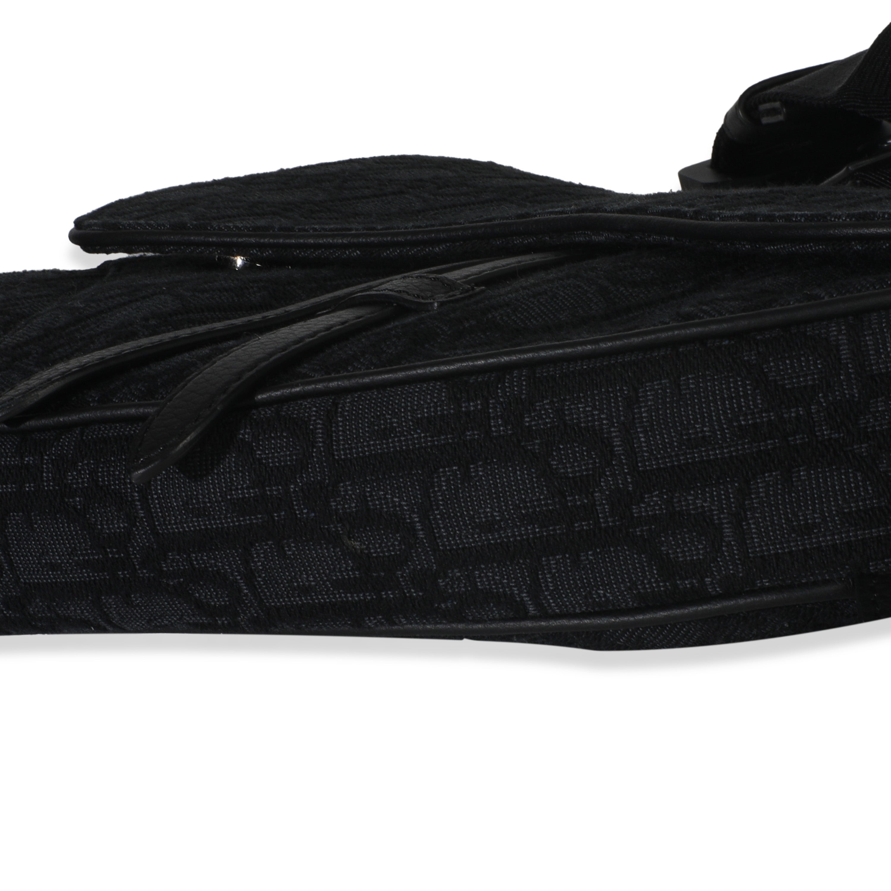 Christian Dior Black Oblique Jacquard Canvas Saddle Crossbody
