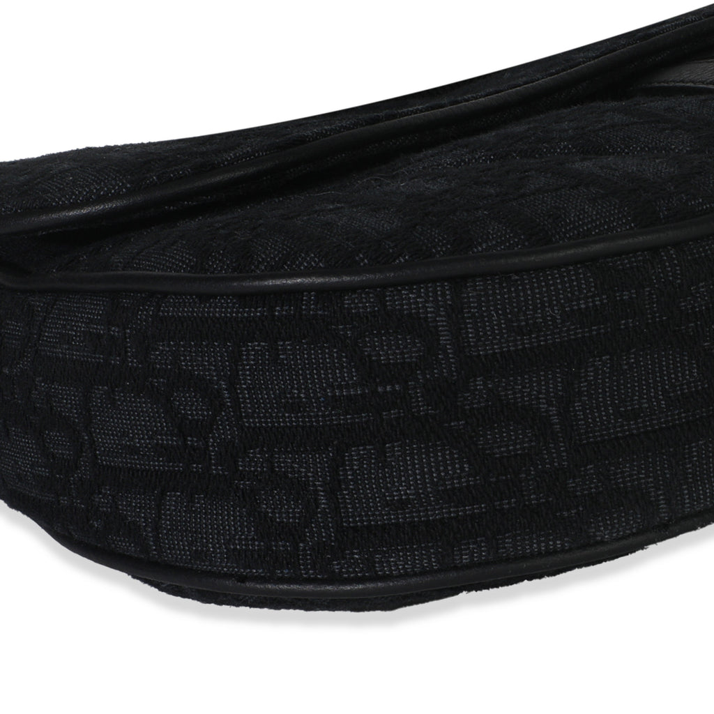 Christian Dior Black Oblique Jacquard Canvas Saddle Crossbody