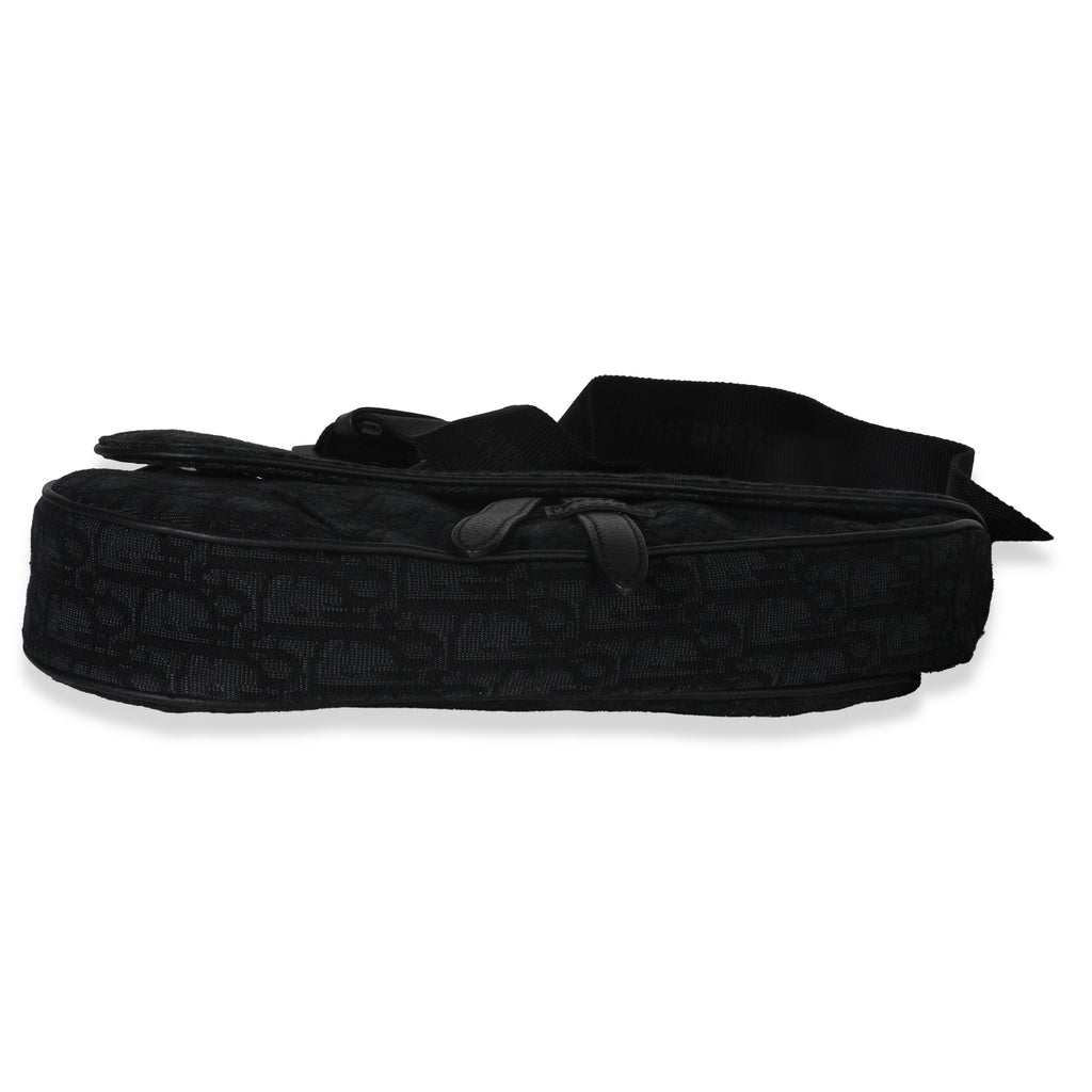 Christian Dior Black Oblique Jacquard Canvas Saddle Crossbody